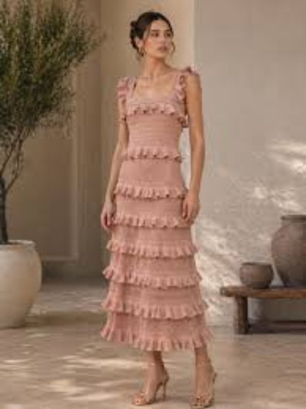ZIMMERMANN Rebellion Frill Cami & Midi Skirt Set 0 US 4 Rose Gold